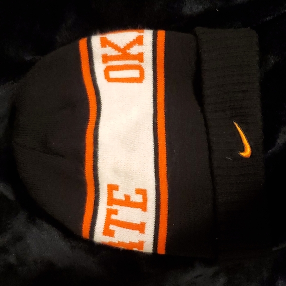 Black Nike OSU Beanie/Winter Hat; black with orange & white; NWOT - Picture 2 of 3